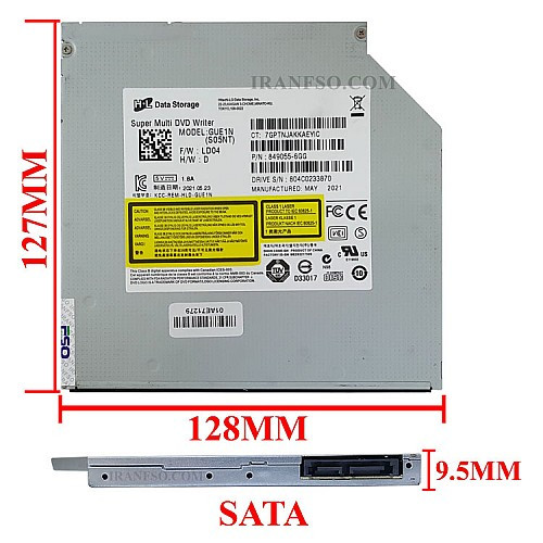 درایو لپ تاپ دی وی دی رایتر H.L Sata SuperSlim 9.5mm ریفر