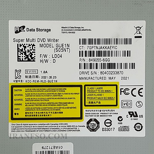 درایو لپ تاپ دی وی دی رایتر H.L Sata SuperSlim 9.5mm ریفر