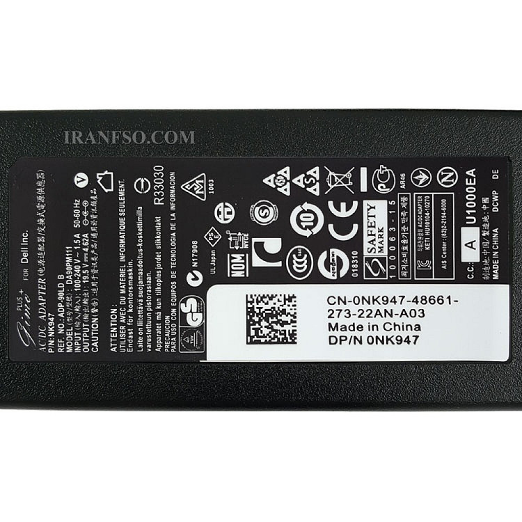 آداپتور لپ تاپ دل 19.5V 4.62A مستطیلی