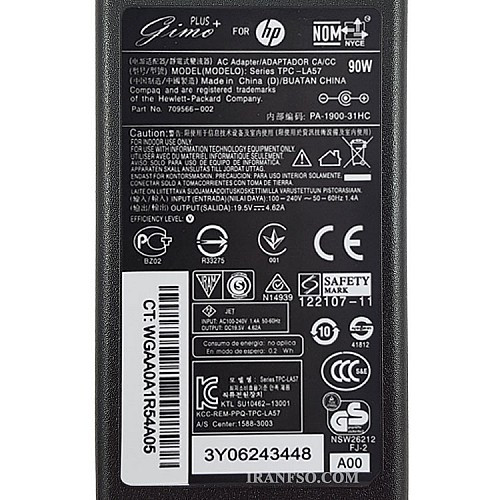 آداپتور لپ تاپ اچ پی HP 19.5V 4.6A _4.5*3.0 سرفیش آبی