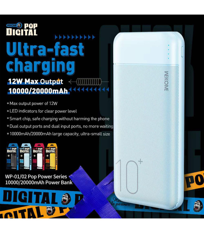 پاوربانک 10000 میلی آمپر 12w ویکام مدل WP-01 برند Wekome