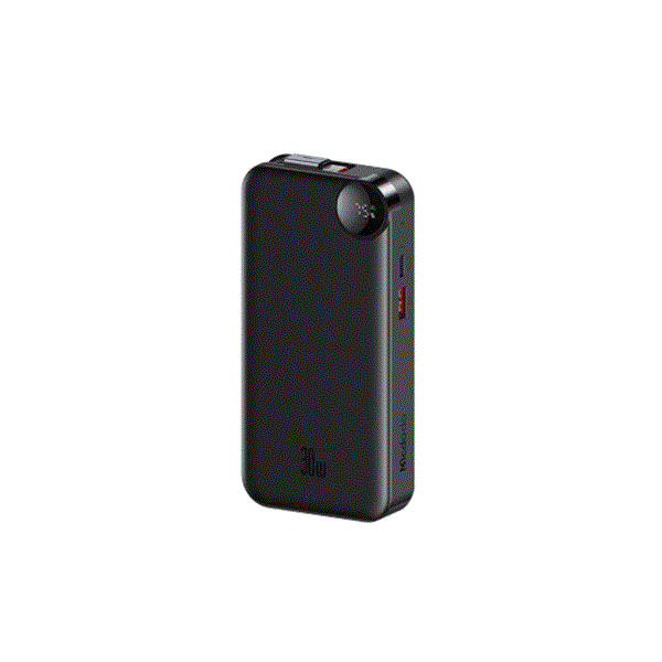 پاور بانک مک دودو مدل POWER BANK MCDODO MC 3870 PD/QC DIGITAL DISPLY RETRACTABLE TYPE C CABLE 10000mAH 30W BLACK