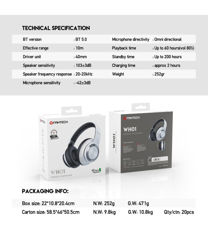 هدفون گیمینگ فنتک مدل WH01 wh برند Fantech