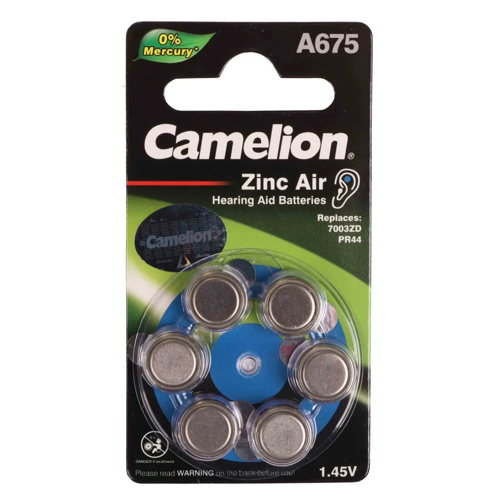 باتری سمعک کملیون بسته 6 عددی Camelion A675