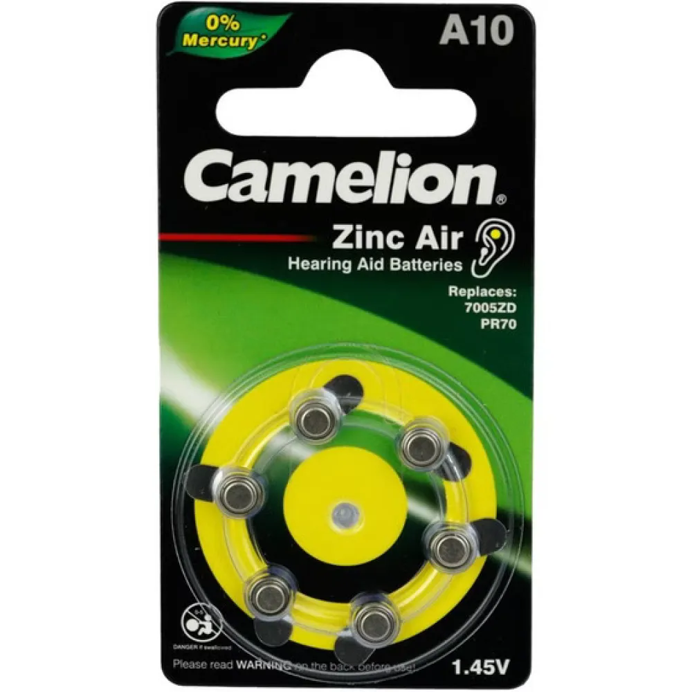 باتری سمعک کملیون بسته 6 عددی Camelion A10-BP6-FreeHG