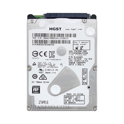 هارد HDD لپ تاپ 500 گیگابایت HGST/TOSHIBA Sata 5400RPM Slim سه ماه گارانتی-ریفر