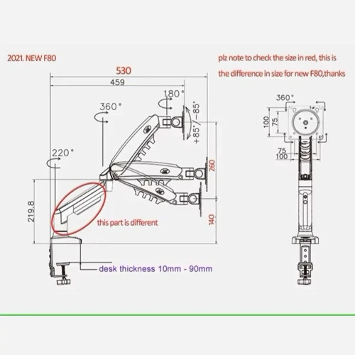 پایه نگهدارنده مانیتور نورث بایو مدل NB F80 (17تا 32 اینچ)